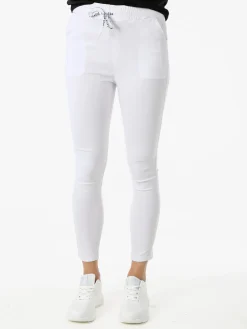 Solada Pantaloni donna elasticizzati con coulisse - bianco