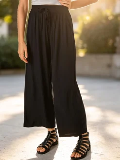 Solada Pantaloni donna estivi in cotone - nero