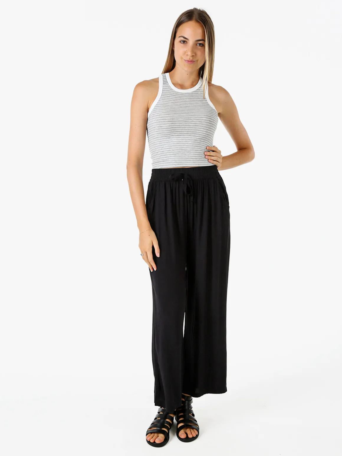Solada Pantaloni donna estivi in cotone - nero