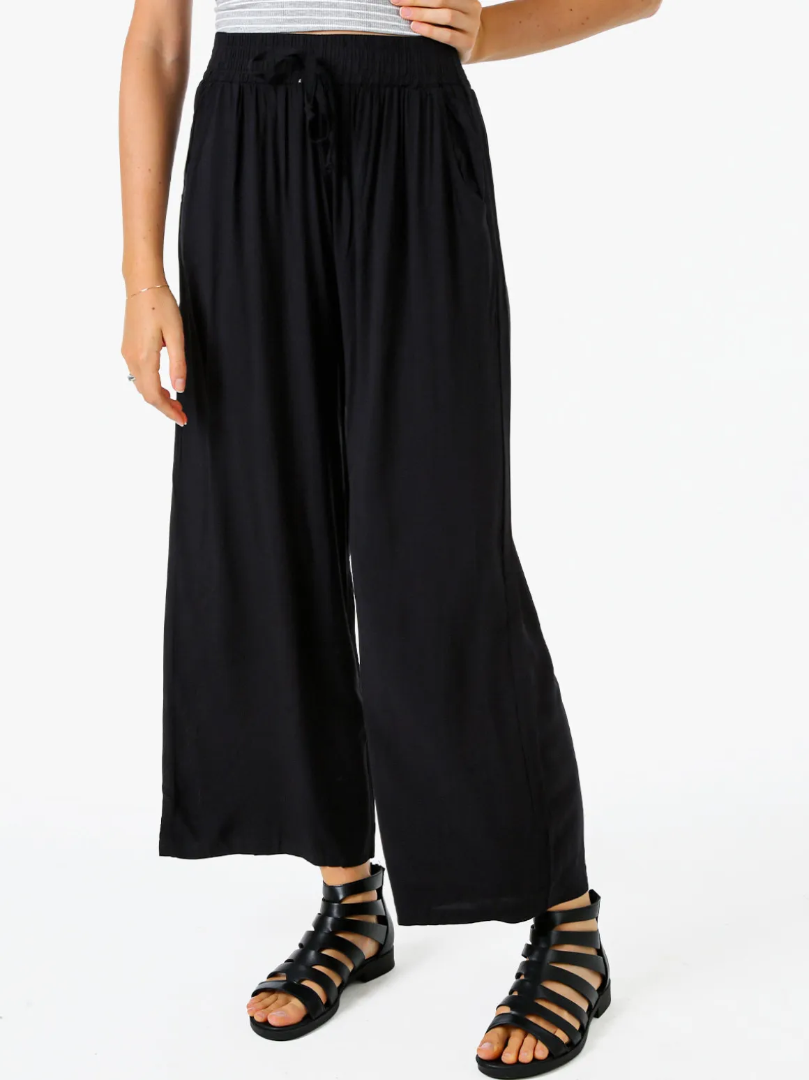 Solada Pantaloni donna estivi in cotone - nero