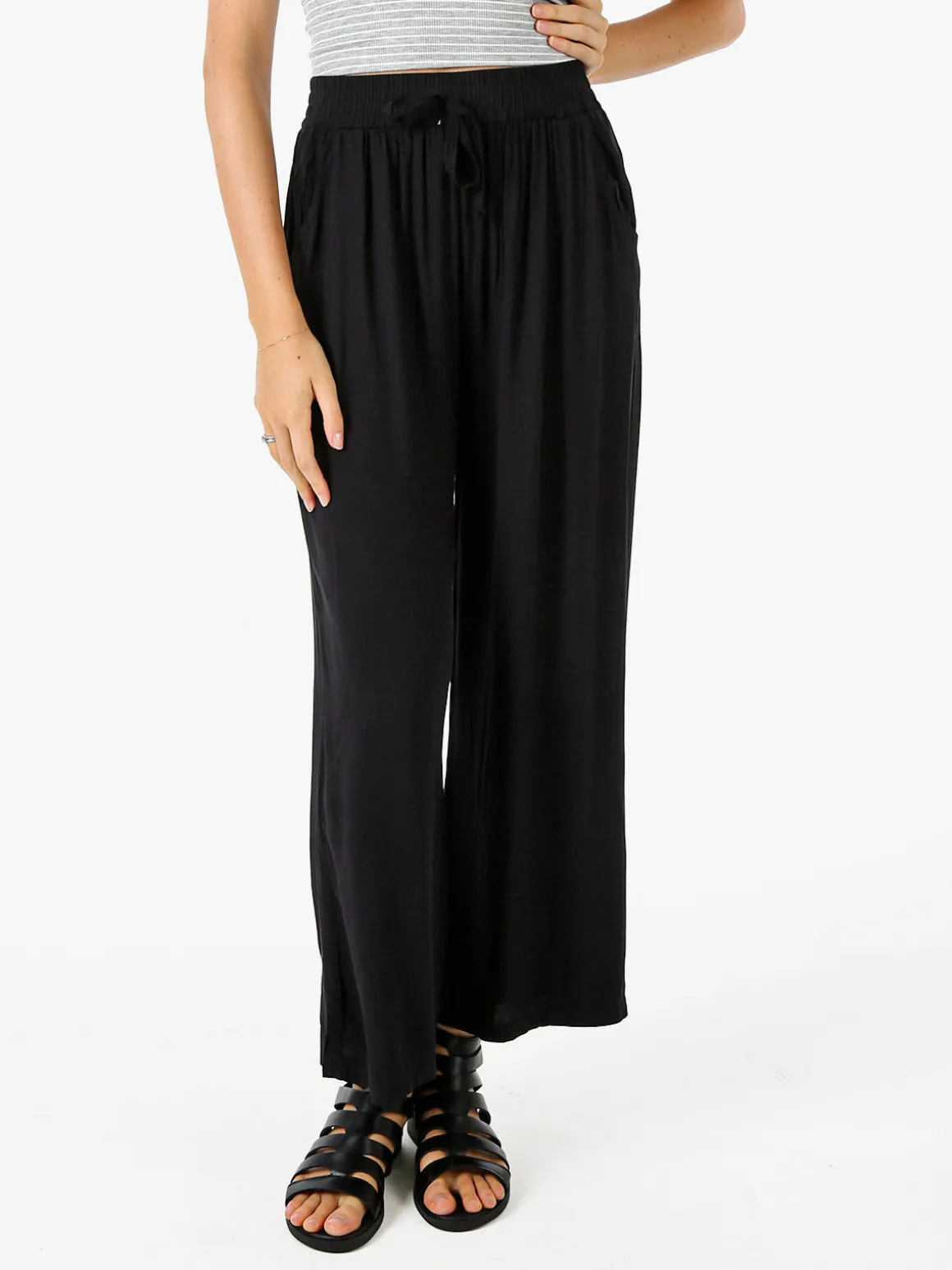 Solada Pantaloni donna estivi in cotone - nero