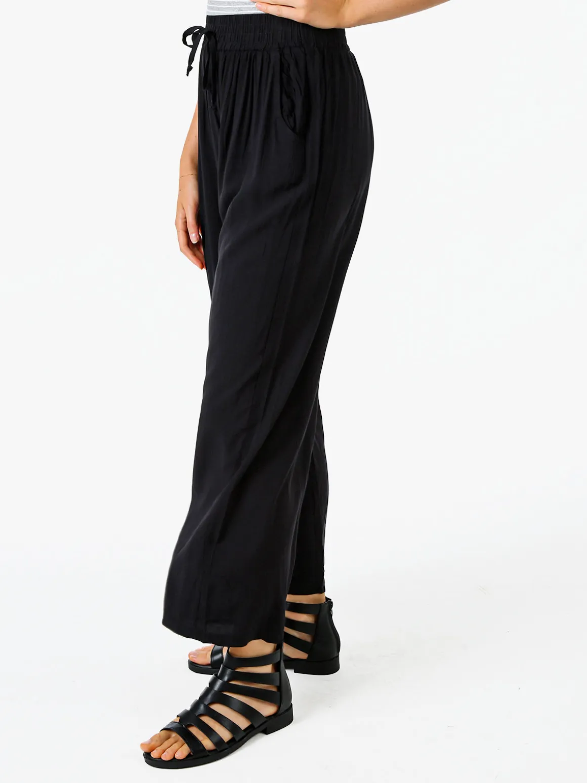 Solada Pantaloni donna estivi in cotone - nero