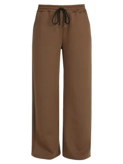 Solada Pantaloni donna in felpa a gamba larga con coulisse - marrone