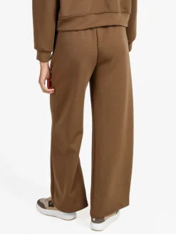 Solada Pantaloni donna in felpa a gamba larga con coulisse - marrone