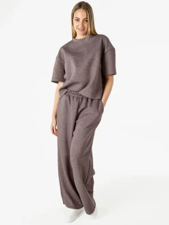 Solada Pantaloni donna in felpa a gamba larga - moro