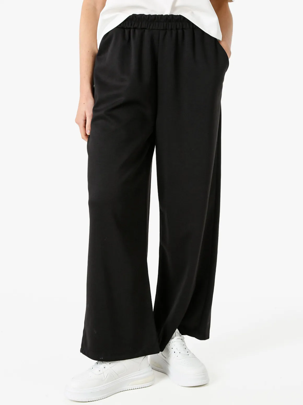 Solada Pantaloni donna in felpa a gamba larga - nero