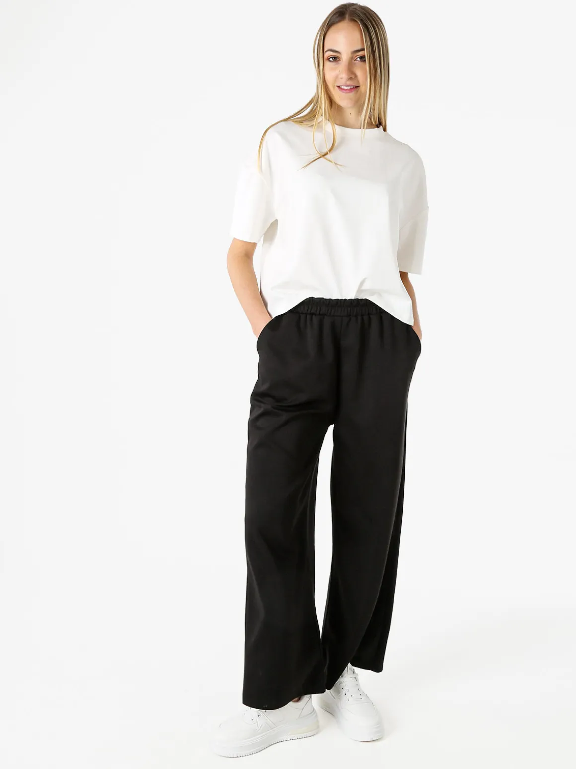 Solada Pantaloni donna in felpa a gamba larga - nero
