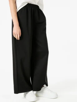 Solada Pantaloni donna in felpa a gamba larga - nero
