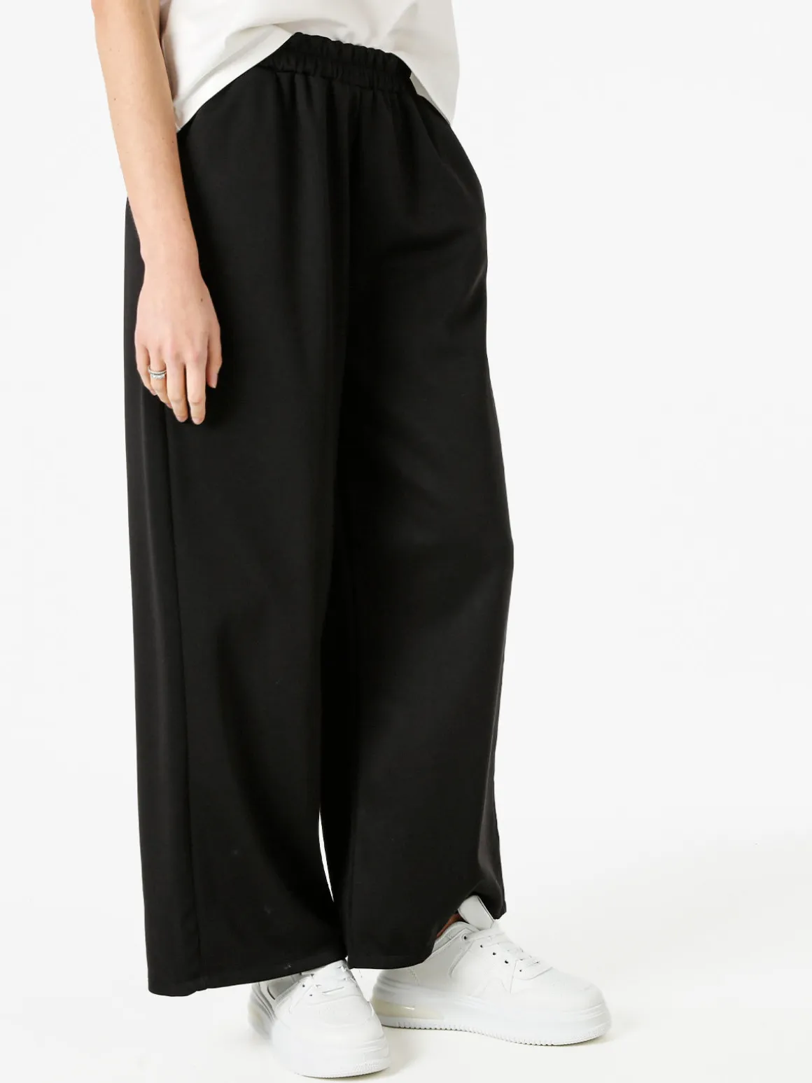 Solada Pantaloni donna in felpa a gamba larga - nero