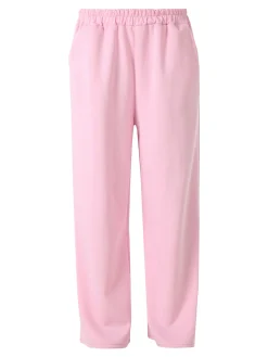Solada Pantaloni donna in felpa a gamba larga con coulisse - nero