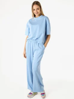 Solada Pantaloni donna in felpa a gamba larga - azzurro