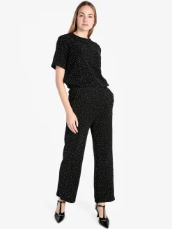 Solada Pantaloni donna in lurex con piccole borchie