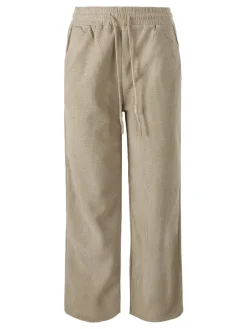Solada Pantaloni donna in velluto a coste con coulisse - beige