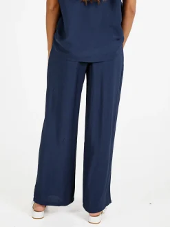 Solada Pantaloni donna in viscosa a gamba larga - verde