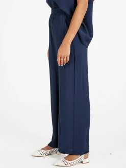 Solada Pantaloni donna in viscosa a gamba larga - blu scuro