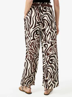 Solada Pantaloni donna in viscosa con stampe e cintura in corda - marrone