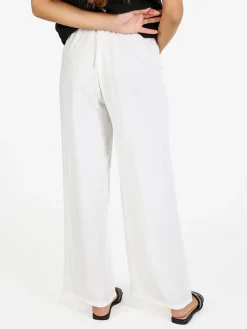 Solada Pantaloni donna in viscosa a gamba larga - bianco