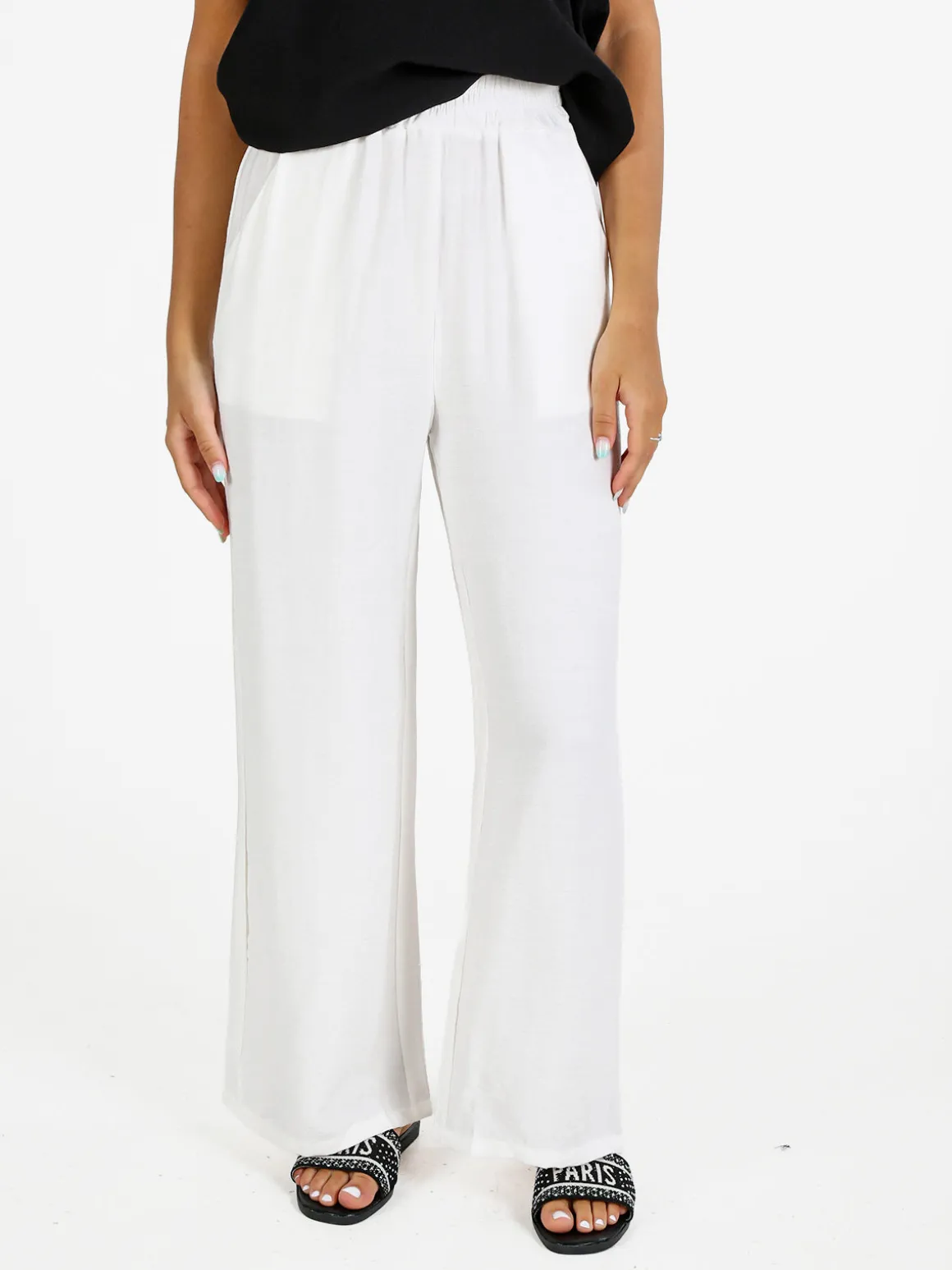 Solada Pantaloni donna in viscosa a gamba larga - bianco
