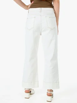 Solada Pantaloni donna jeans wide leg cropped - panna