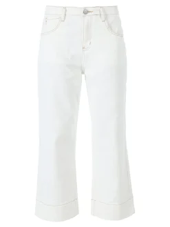 Solada Pantaloni donna jeans wide leg cropped - panna