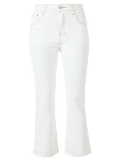 Solada Pantaloni donna jeans cropped a zampa - panna