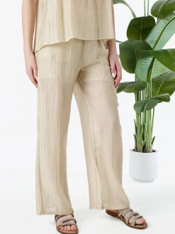 Solada Pantaloni donna leggeri a gamba larga - beige