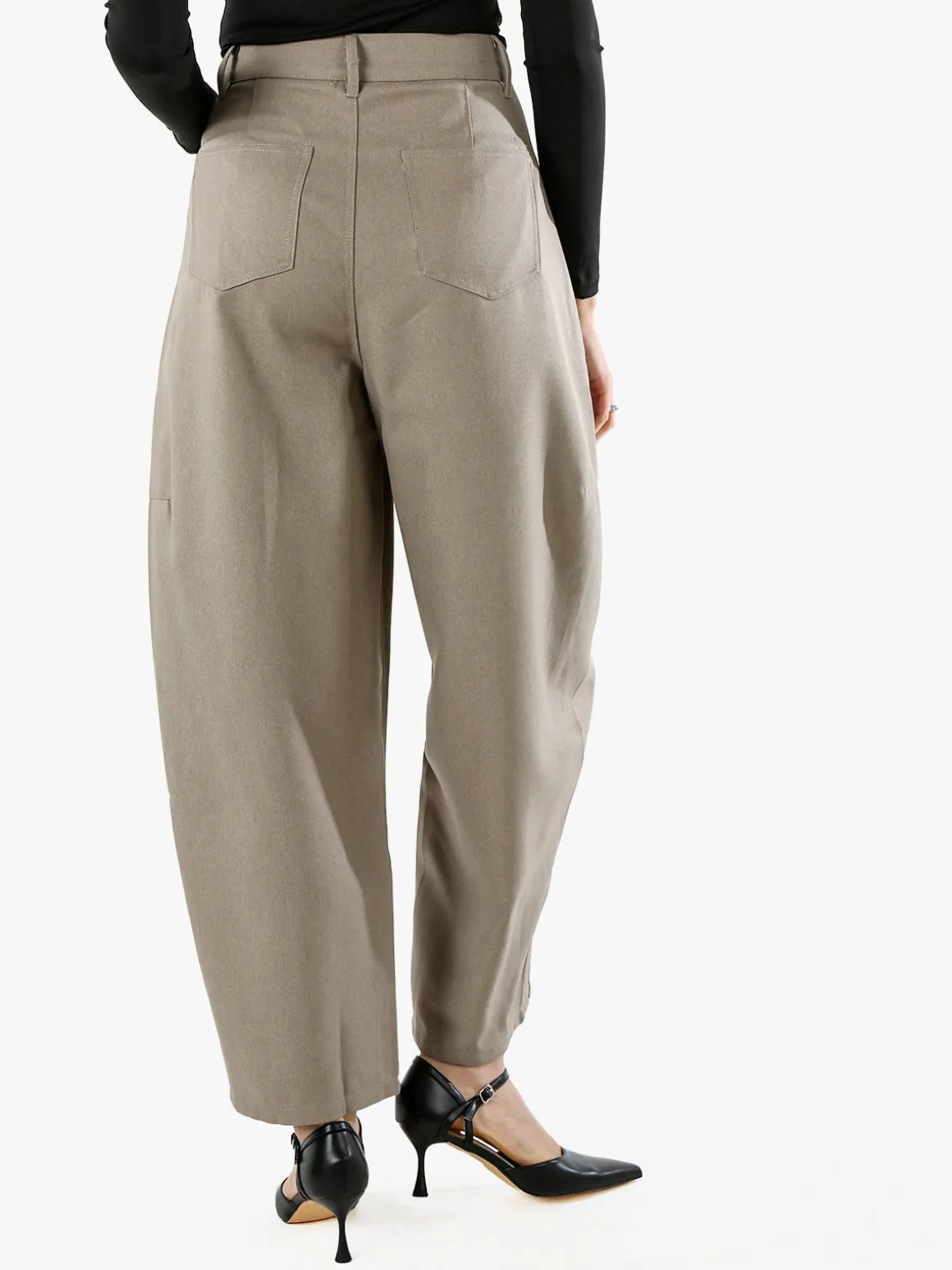 Solada Pantaloni donna leggeri a palloncino con vita alta - taupe