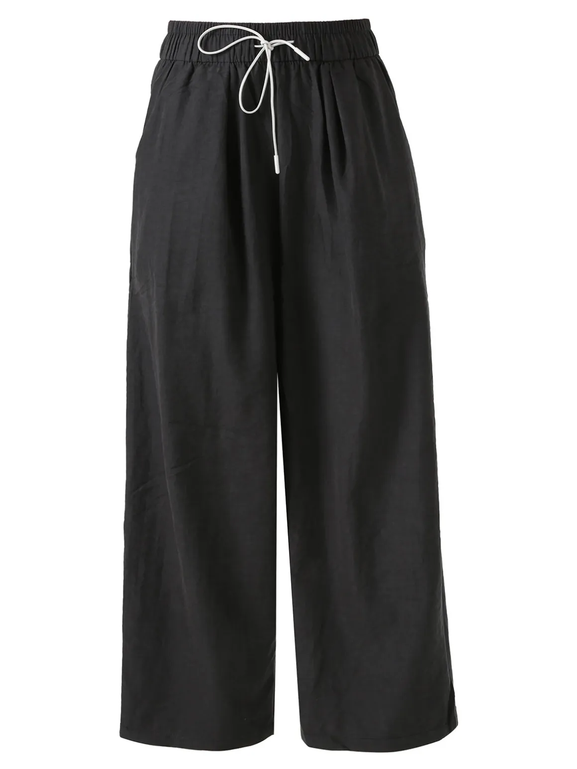 Solada Pantaloni donna leggeri a gamba larga con coulisse - nero