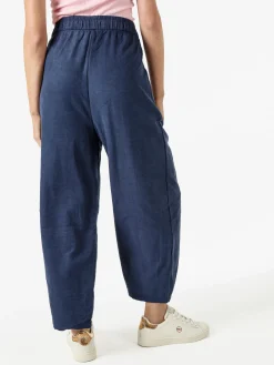 Solada Pantaloni donna leggeri a gamba larga con coulisse - blu scuro