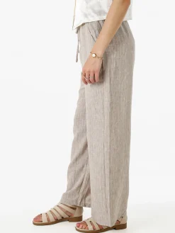 Solada Pantaloni donna leggeri con righe in lurex - beige