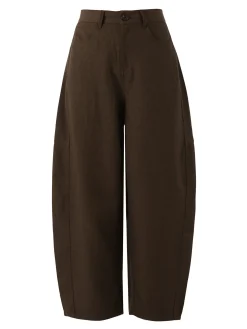 Solada Pantaloni donna leggeri a palloncino con vita alta - moro