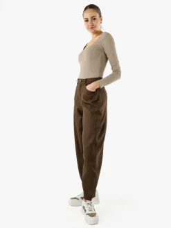 Solada Pantaloni donna leggeri a palloncino con vita alta - nero
