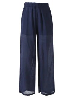 Solada Pantaloni donna leggeri a gamba larga - blu scuro