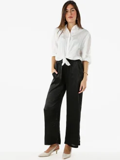 Solada Pantaloni donna leggeri effetto lucido - nero