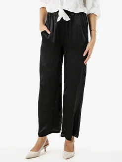 Solada Pantaloni donna leggeri effetto lucido - nero