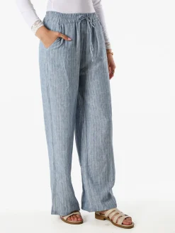 Solada Pantaloni donna leggeri con righe in lurex - blu