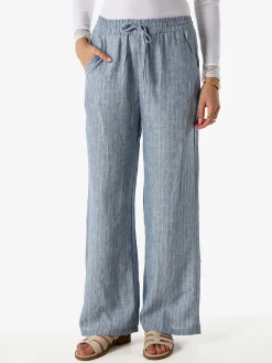 Solada Pantaloni donna leggeri con righe in lurex - blu