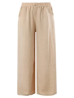 Solada Pantaloni donna leggeri in misto lino a gamba larga - beige