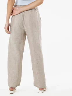 Solada Pantaloni donna leggeri a gamba larga con coulisse - beige