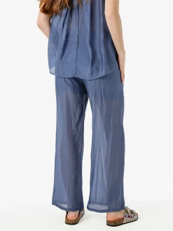 Solada Pantaloni donna leggeri a gamba larga - pistacchio