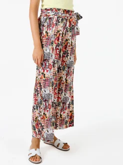 Solada Pantaloni donna plissettati a gamba larga con stampe - blu