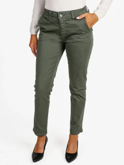 Solada Pantaloni donna slim fit a vita bassa - verde