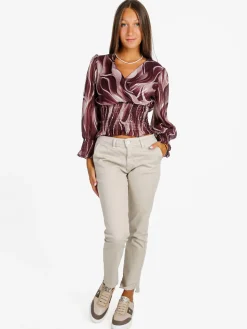 Solada Pantaloni donna slim fit a vita bassa - beige