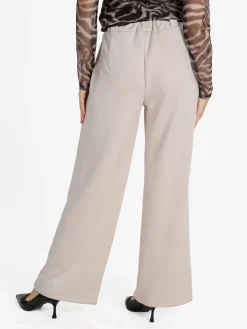 Solada Pantaloni donna vita alta a gamba larga - beige