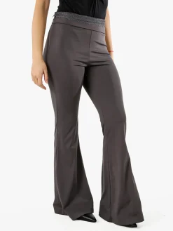 Solada Pantaloni eleganti a zampa con pizzo in vita - grigio scuro