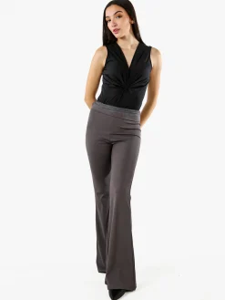 Solada Pantaloni eleganti a zampa con pizzo in vita - grigio scuro
