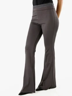 Solada Pantaloni eleganti a zampa con pizzo in vita - grigio scuro