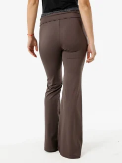 Solada Pantaloni eleganti a zampa con pizzo in vita - moro