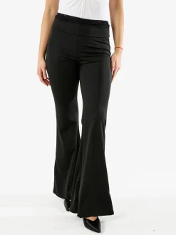 Solada Pantaloni eleganti a zampa con pizzo in vita - nero