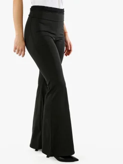 Solada Pantaloni eleganti a zampa con pizzo in vita - nero